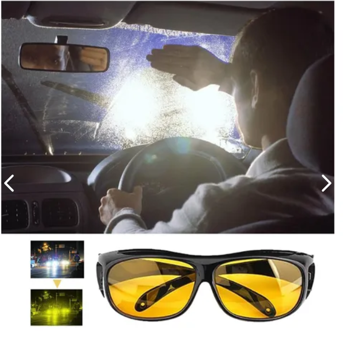 Gafas con lentes amarillos para ayudar a reducir la molestia de las luces al conducir